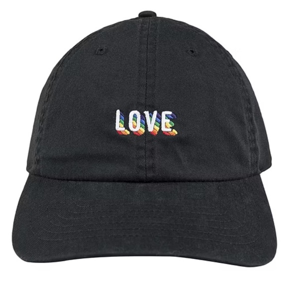 Wembley Black Rainbow Love Hat - Cap Adjustable Strap, 100% Cotton OSFM - Picture 1 of 6